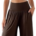 thumbnail image 4 of biudgviw Capris for Women with Pockets High Waist Pull On Pajama Pants Comfy Casual Wide Leg Capri Pants for Workout Yoga, 4 of 4