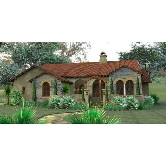 The House Designers: THD-6755 Builder-Ready Blueprints to Build a Mediterranean House Plan with Slab Foundation (5 Printed Sets)