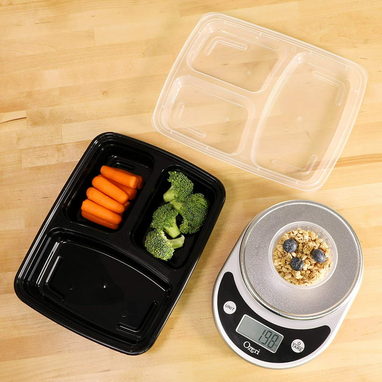 Bento Lunch Box, Meal Prep Containers, Reusable 3-Compartment