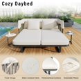 thumbnail image 3 of 57" Outdoor Patio Daybed Rattan Daybed Outdoor Sunbed with Detachable Pillows for Patio, Backyard, Pool, Beige, 3 of 9