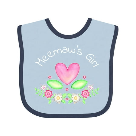 

Inktastic Meemaw s Girl- Heart Flowers Gift Baby Girl Bib