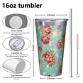 thumbnail image 4 of 16oz Tumblers Pioneer Flower Stainless Steel Vacuum Insulated Double Wall Travel Tumbler Cups Mug with Lid and Straw,Cleaning Brush for Coffee,Tea, 4 of 4