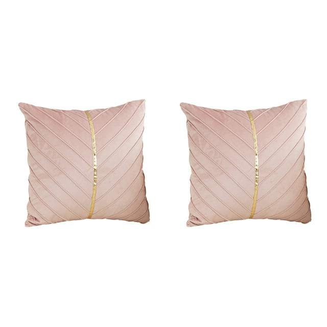 kurtrusly 2pieces Home Decor Elegance Of Velvet Cushion Cover Symmetrical Gold Thread Is pink 1Set