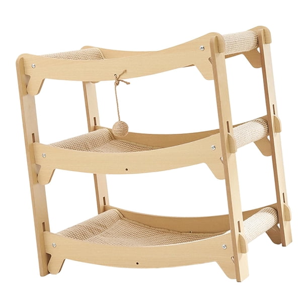 Alfombrilla rascadora de madera resistente para gatos, protector de sofá antiarañazos, cama de salón, juguete para gatos. Triple nivel