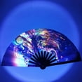 thumbnail image 6 of Huanledash Folding Fan Colorful Holographic Rave Fan Bamboo Ribs Hand Fan Decorative Gifts for Festival Dancing Party, 6 of 7
