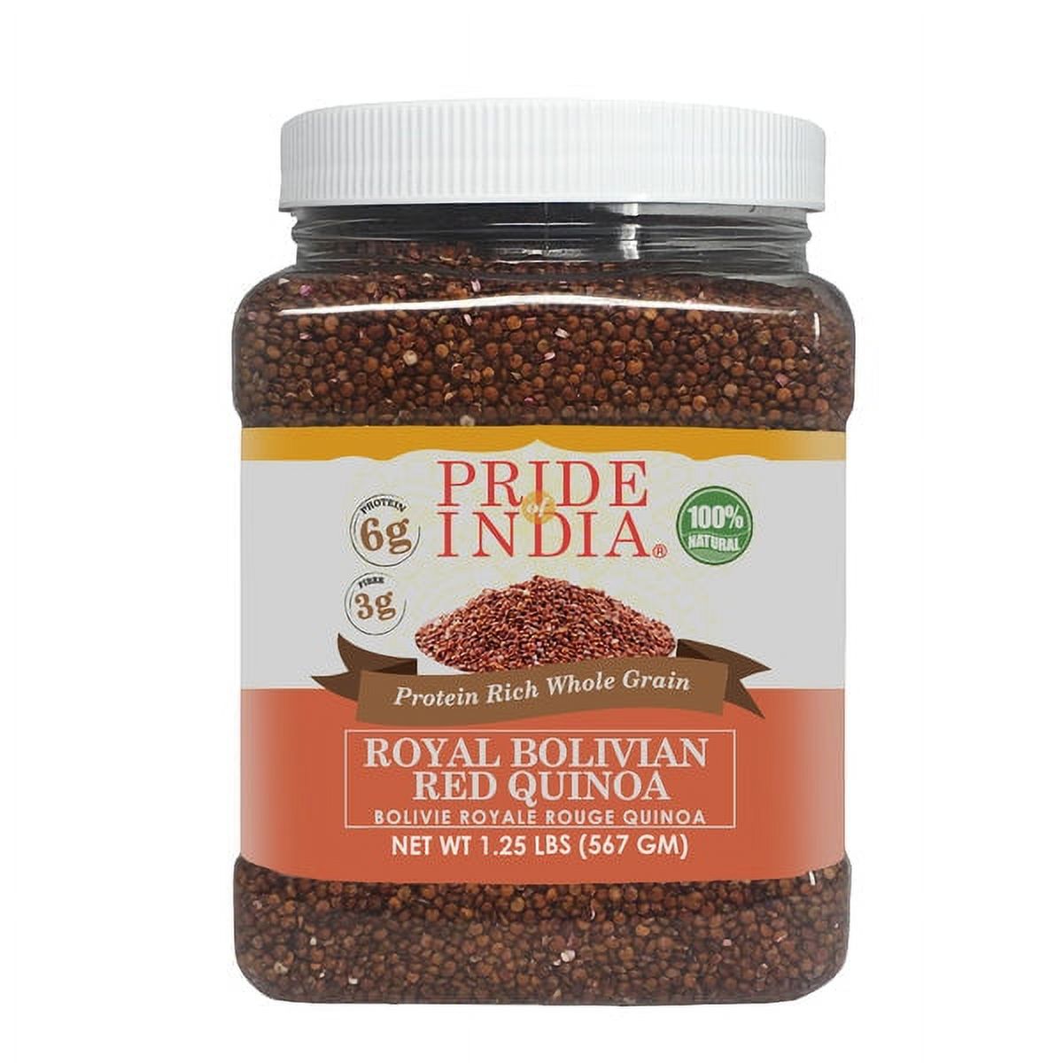 Pride of India - Pack of 6 - Royal Bolivian Red Quinoa, 1.25 lbs Jars, Protein Rich, Gluten-Free Quinoa Whole Grain