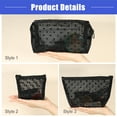 thumbnail image 6 of Vocoste 3 Pcs Heart Shape Print Mesh Makeup Bag Clear Makeup Pouch Mesh Bags with Zipper for Women Black, 6 of 7