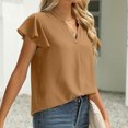 thumbnail image 7 of Womens Ruffle Short Sleeve Blouse Shirts V Neck Solid Comfy Loose Fit Tunic Tops Lightweight Shirts for Casual Work Womens Clothes, 7 of 7
