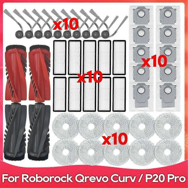 For Roborock Qrevo Curv Replacement Parts Accessories Hepa Filter Mop Cloth Dust Bags Main Side Brus