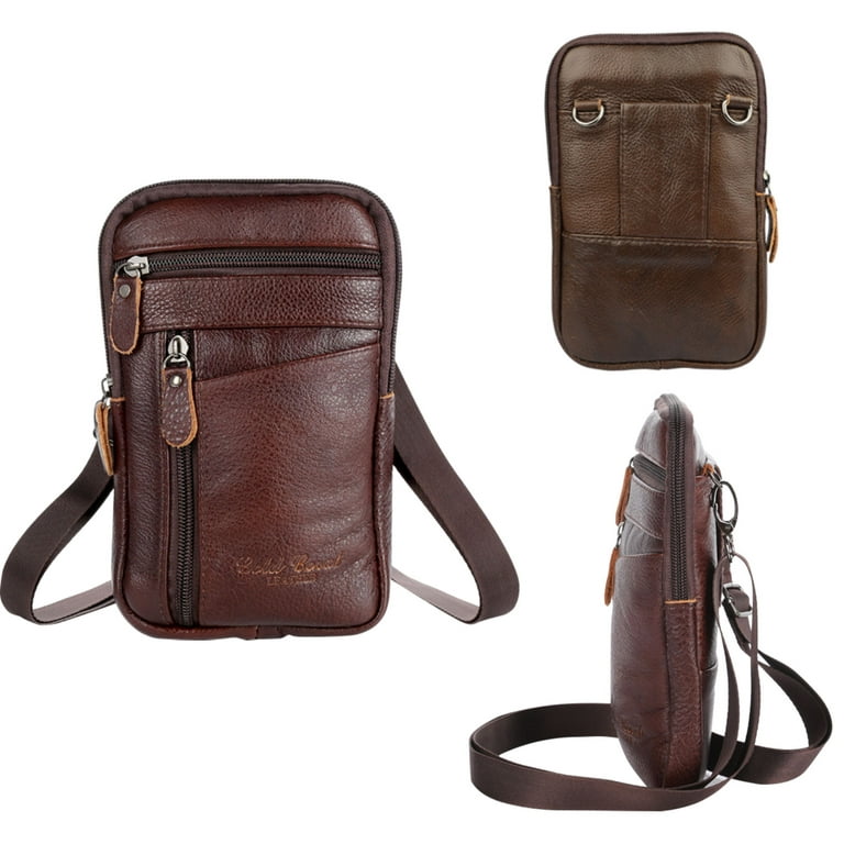TSV Crossbody Cell Phone Bag, Leather Belt Bag Purse Pouch with Belt Clip, Phone Holster Case Fit for iPhone, Samsung, Men's, Size: One size, Brown