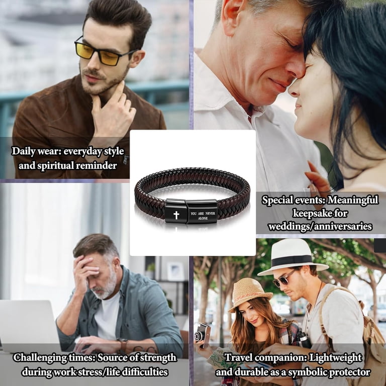 Leather Bracelet for Men Dad Husband Boyfriend Son Grandson Gift