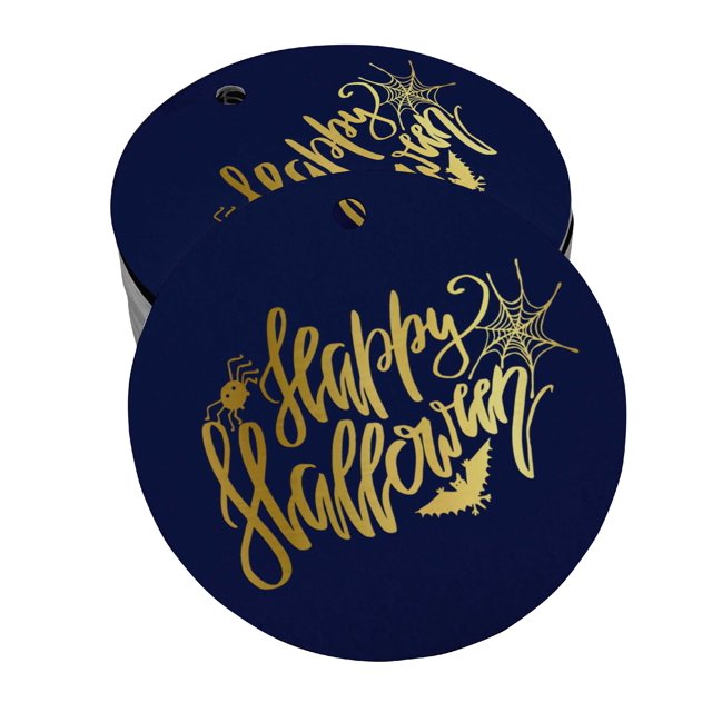 Inkdotpot Étiquette de Bouteille Joyeux Halloween, Véritable Feuille d'Or, Lot de 100