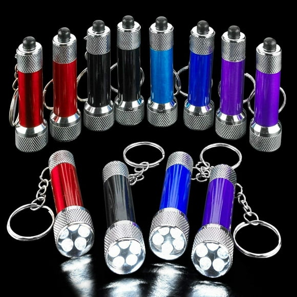 Llavero con Linterna Kicko Paquete de 12 Colores Surtidos Azul Negro Rojo Morado