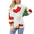 thumbnail image 2 of Chandails d'Hiver Grande Taille pour Femmes, Sweat à Capuche Décontracté et Confortable à Manches Longues pour Dames, Style Noël, Blanc G, 2 of 4