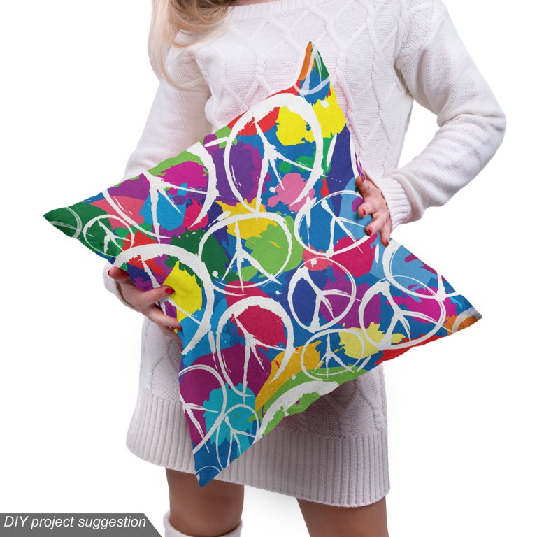 Pop Art Peace Symbols Fabric