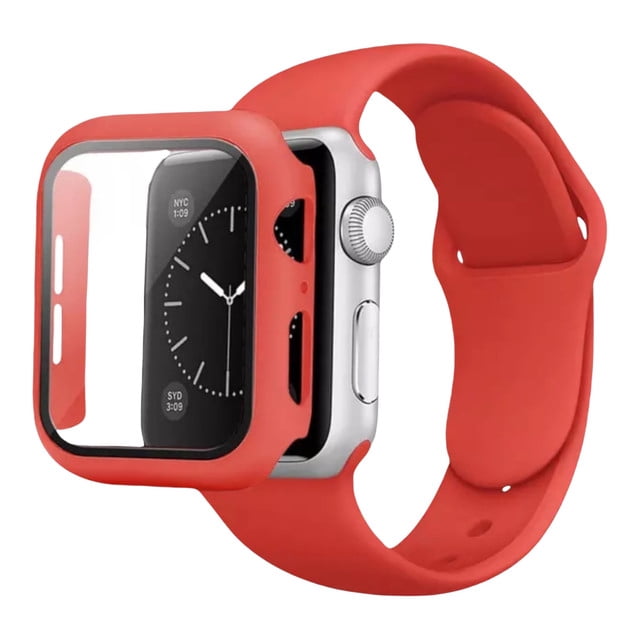 Correa para Apple Watch de 42mm / 44mm de Silicón + Case Protector de pantalla con Cristal Templado. Mamá Pulpo Silicón con case