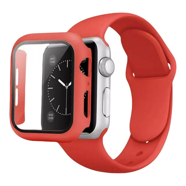 Correa para Apple Watch de 41mm de Silicón + Case Protector de pantalla con Cristal Templado. Mamá Pulpo Silicón con case
