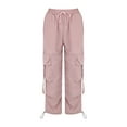 thumbnail image 4 of Gewsdrf Cargo Pants Women Trousers Pants Women's Straight Leg Draping Wide Leg Overalls High Waisted Slimming Pants Womens Work Pants High Waisted Pants Parachute Pants Pink M, 4 of 5