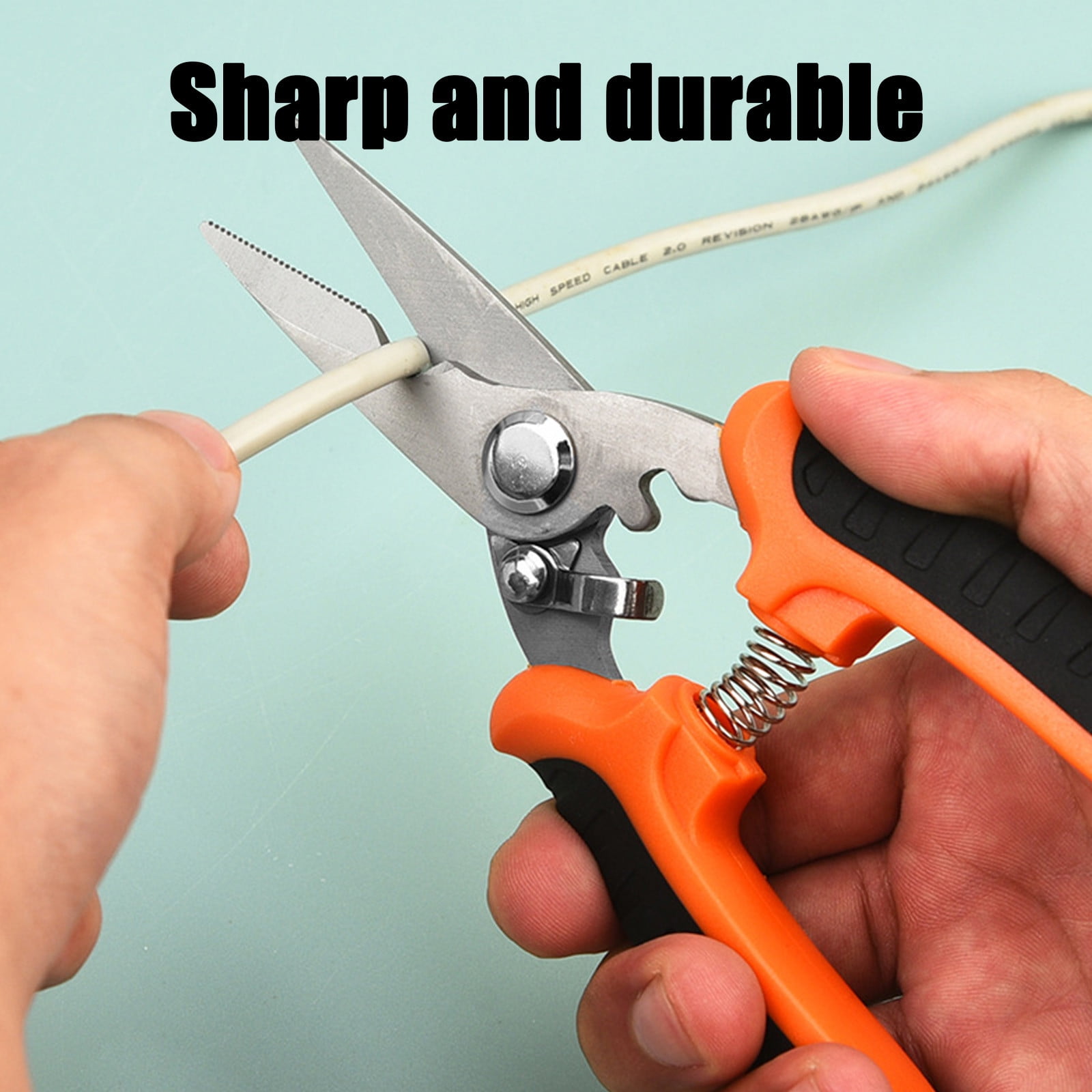Holloyiver Aviation Tin Snips, 8 Inch Heavy Duty Metal Cutter, Straight Shears with Stainless Steel Blade & Comfort Grips, Multifunction Cutting of Branches, Cable Wires, Thin Iron, Cardboard