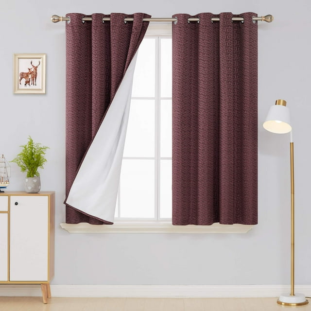 Deconovo Cortinas opacas color vino de 132 x 160 cm con aislamiento térmico para ventanas