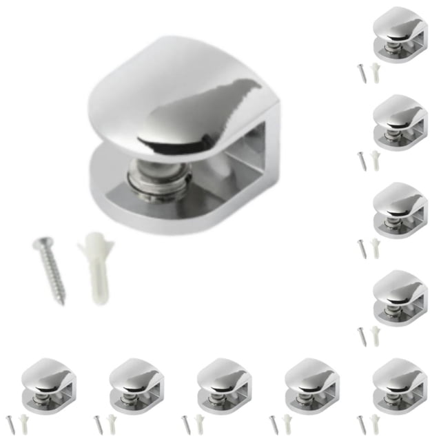 Toystoory Estante de vidrio galvanizado moderno estilo Simple ajustable antideslizante gabinete de baño vitrina soporte de abrazadera 8-10mm 8-10 mm 10piezas