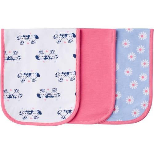Gerber Cotton Burp Cloth, 3pk Girls