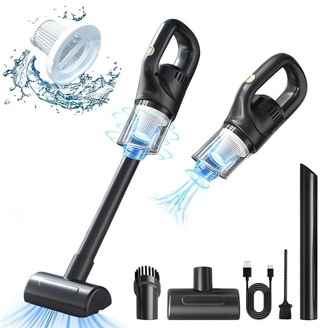 Fiudx Aspiradora Inalámbrica, Potente Succión, Portátil, Recargable Por Usb, 9 Kpa de Succión, para Uso Doméstico y En Coche, Fácil de Limpiar, Tamaño 27 X 12 X 7,5 Cm.
