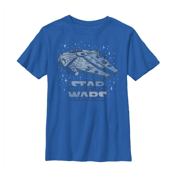 Boy's Star Wars Cute Millennium Falcon  Graphic Tee Royal Blue Medium