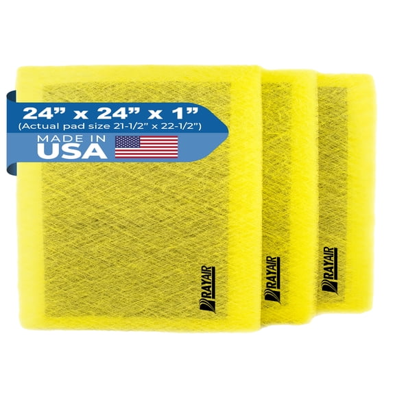 RAYAIR SUPPLY 24x24 Replacement Filter Pads Compatible with Pristine Air Cleaner 24x24 Refills (3 Pack) YELLOW