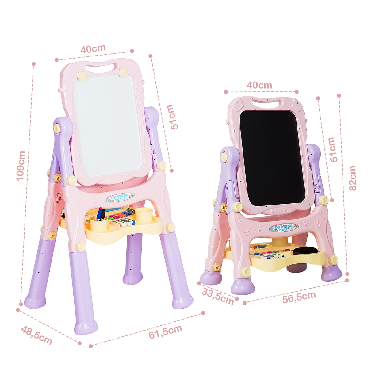 Topbuy Double Sided Art Easel Height Adjustable for Kids Purple