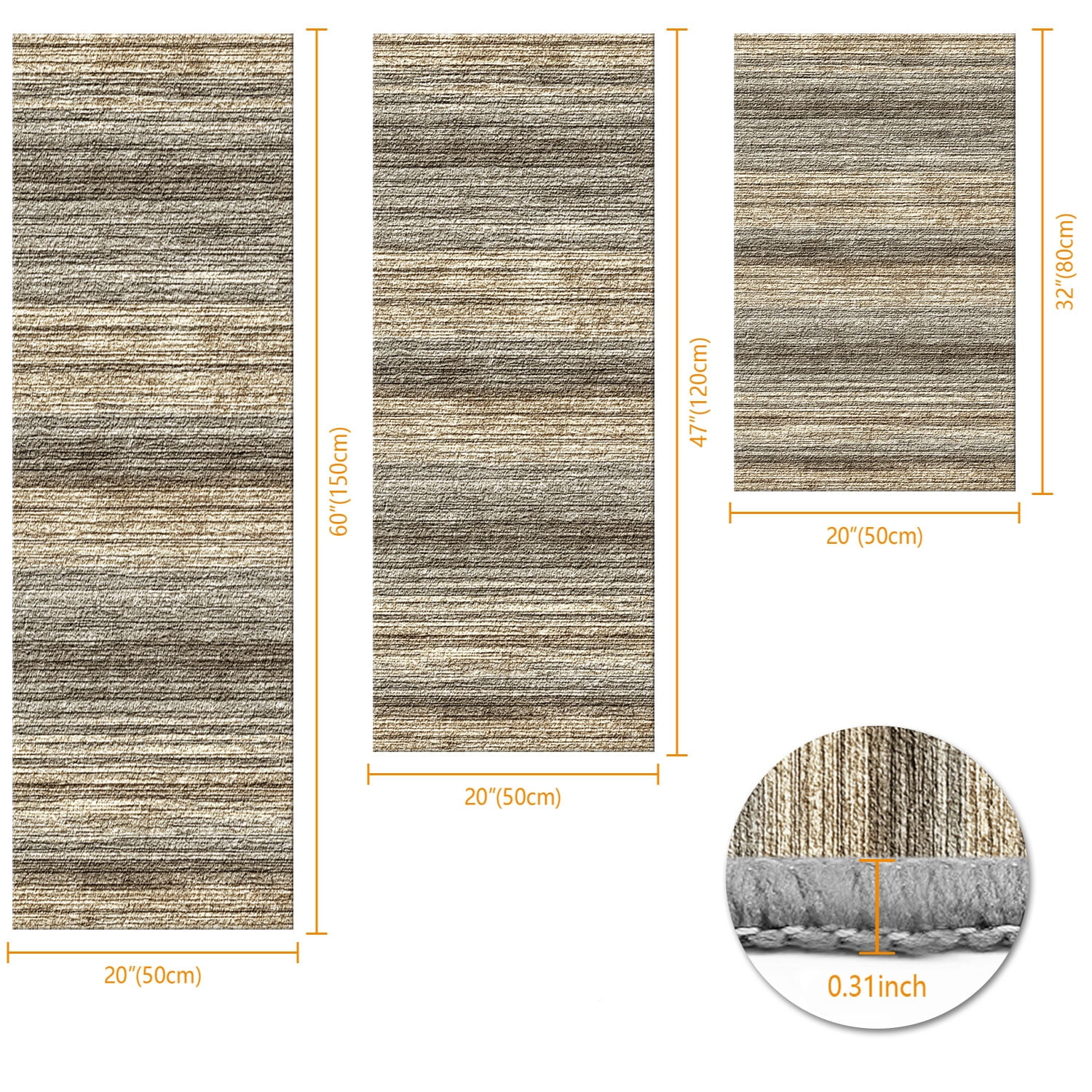 3 Piece Kitchen Rug Set, Non-Slip And Washable, Abstract Pattern Kitchen Hallway Rug, Soft And Comfortable, Suitable For Sinks, Floors, Entrances, Hallways and Bathrooms