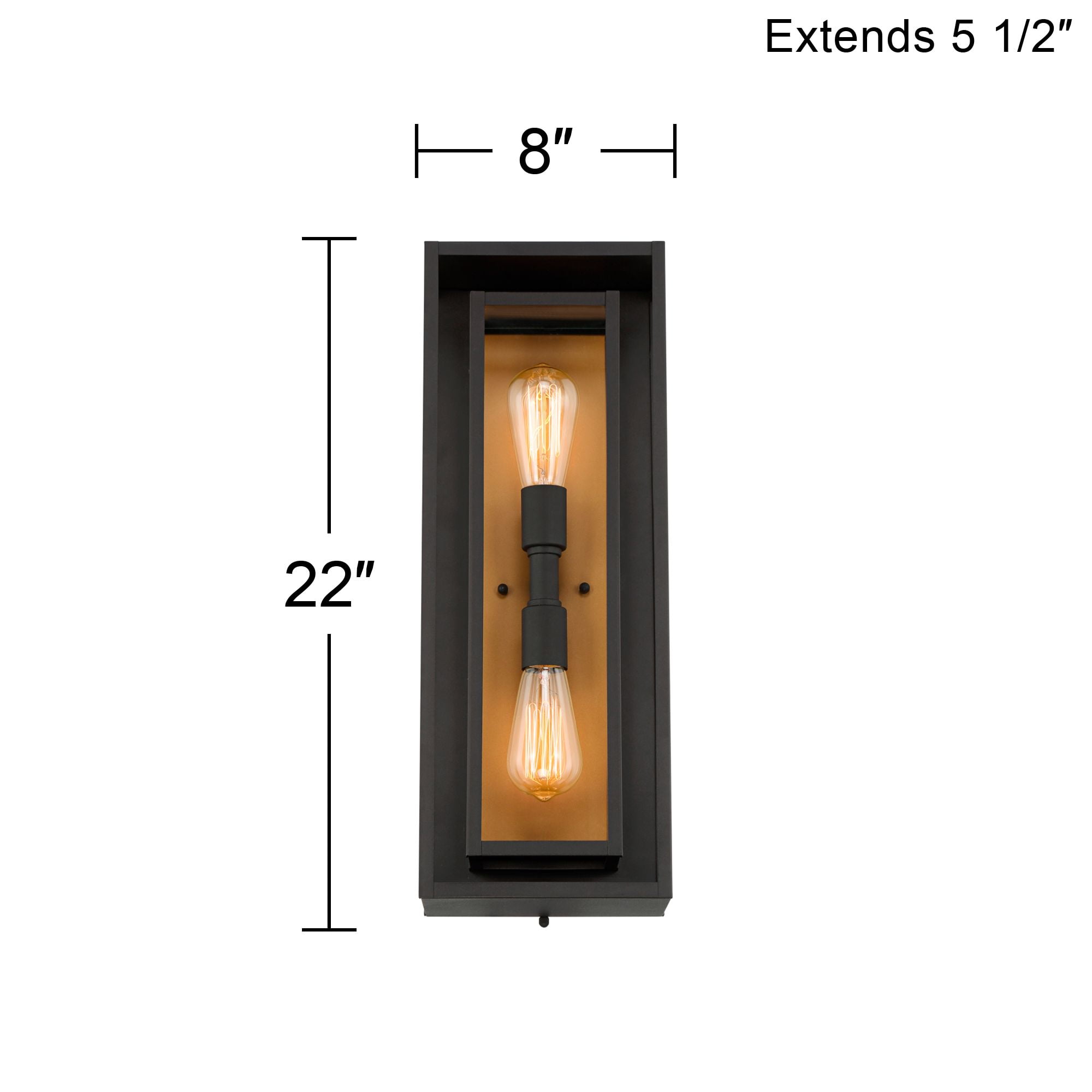 Possini Euro Design Metropolis Mid Century Modern Outdoor Wall Light Fixture Black Gold 22" Clear Glass for Post Exterior Barn Deck House Porch Yard