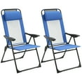 thumbnail image 1 of Outsunny Chaises de Camping Doubles Pliables avec Inclinaison et Appuie-Tête, Bleu, 1 of 10