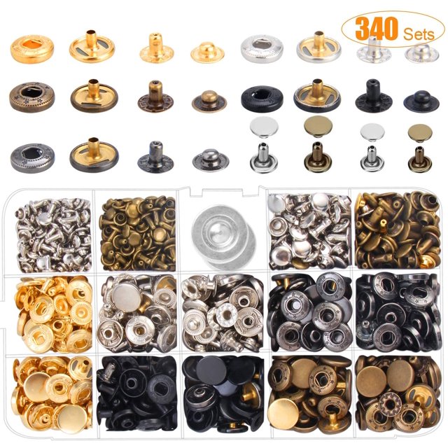 Pinza desgarradora de cuero giratoria, 6 tama?os Pinza de ojal / perforador de cinturón, herramienta de perforación con 240 remaches, 100 botones, regla, cojín de latón para cuero, cinturón (azul) ZefeiWu 8390615452052