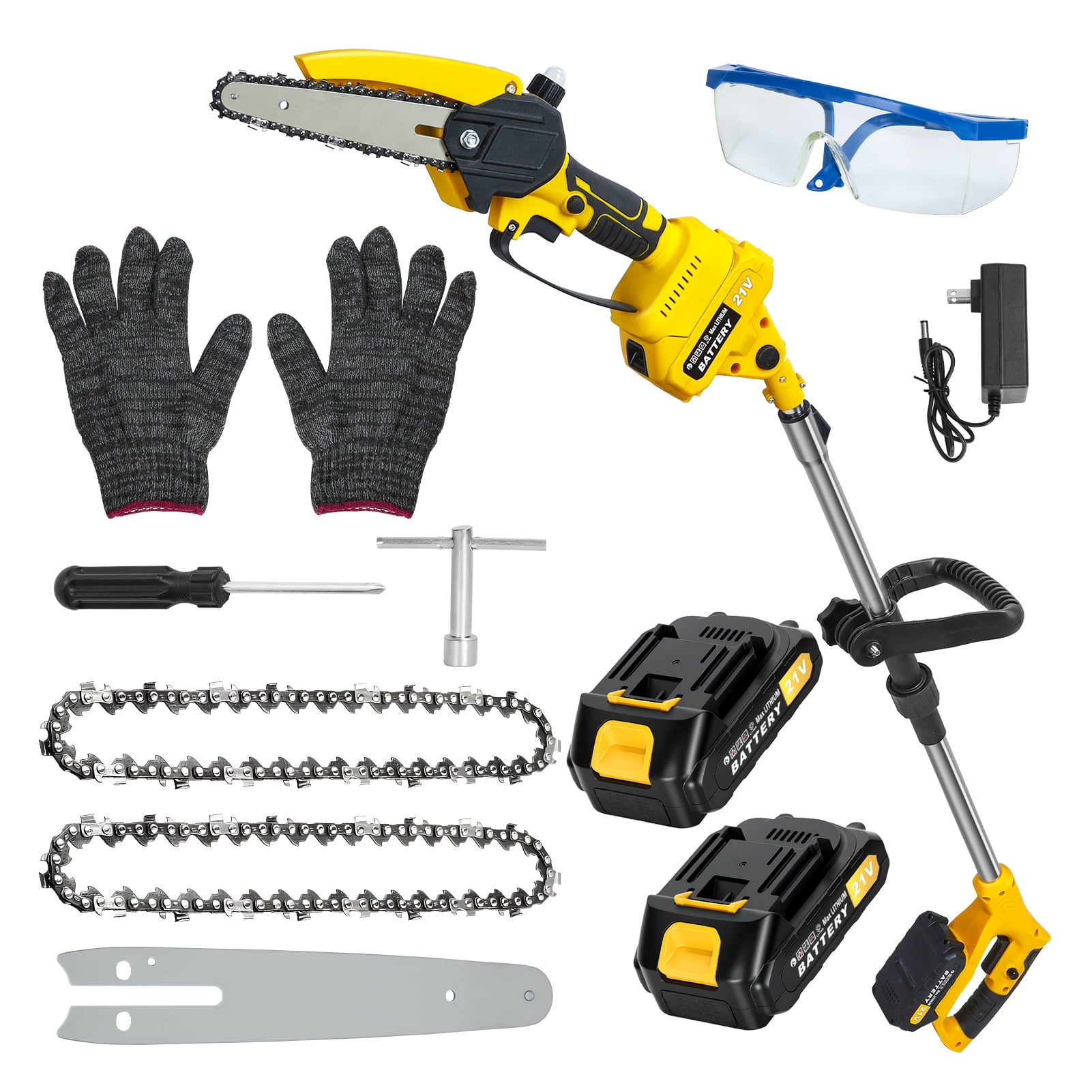 Arlohe 6-Inch Cordless Pole Saw,550W Brushless Motor,0.9-5.9ft Telescopic Pole,Safety Gear Included,Family Yard Maintenance