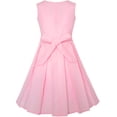 thumbnail image 4 of Sunny Fashion Girls Dresses Pink and White Color Block A-Line Party Dress with Bow Tie Size 4-14, 4 of 15