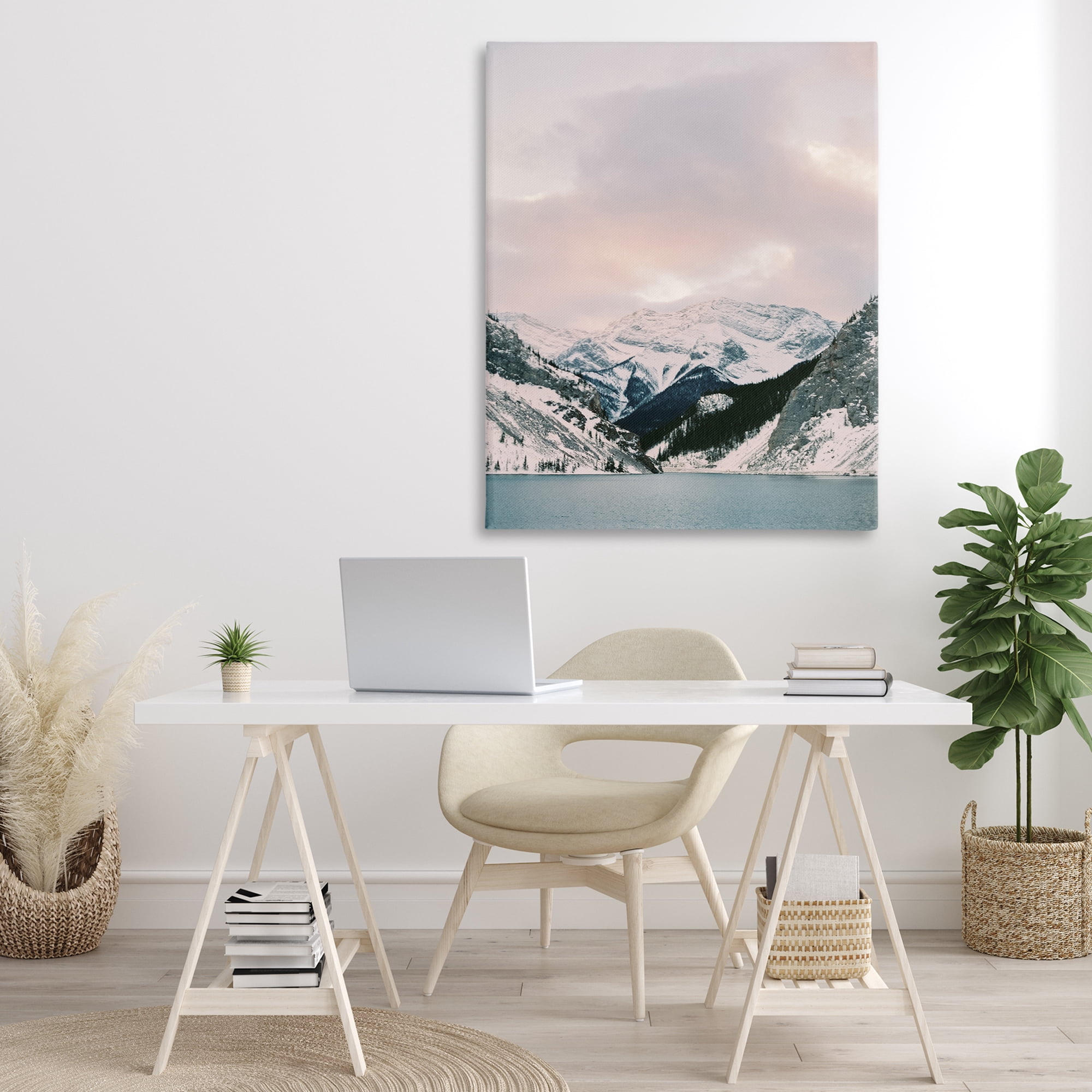 Stupell Industries Snowy Peaks Seascape Landscape Photography Gallery Wrapped Canvas Art Print Wall Art, 36 x 48