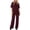 Red, variant on Zynoxe Summer Sets for Women Comfortable Round Neck Short Sleeve Top Long Pant Suit Relaxed Fit Womens Sets 2 Piece Outfits Versatile Casual Solid Color Loungewear Set S