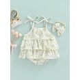 thumbnail image 2 of Franhais Baby Girls Summer Romper, Sleeveless Floral Multi-layer Pleated Jumpsuit with Cute Bow Headband, 2 of 8