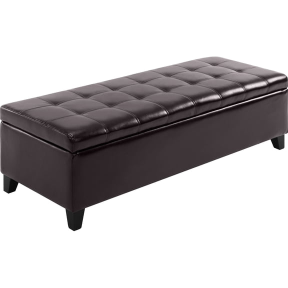 51" Brown PU Bench with Lift - Top Storage / Ideal for Additional Seating at Home