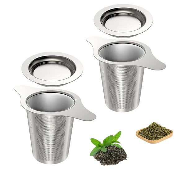 Colador de té con infusor Amlits, acero inoxidable 18/8, 2 unidades
