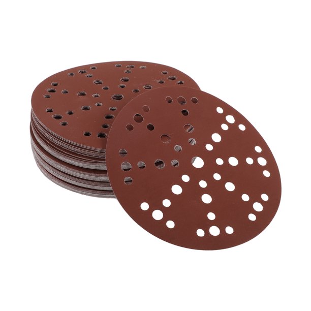 Discos de lija Unique Bargains de 6" 49 agujeros 1000 grano redondos de papel de lija de óxido de aluminio base roja 50 Pcs