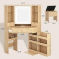 thumbnail image 6 of Afuhokles Corner Vanity Desk with HD Mirror and Lights, Storage Bench and Rotating Shelves, Power Outlet, 4 Drawers, Nature, 6 of 7
