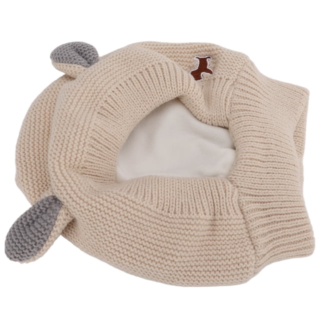 Dog Grooming Earmuffs, Noise Protection Breathable Comfortable Relieve Anxiety Knitted Rabbits Ear Pet Hat For Large Dogs Beige