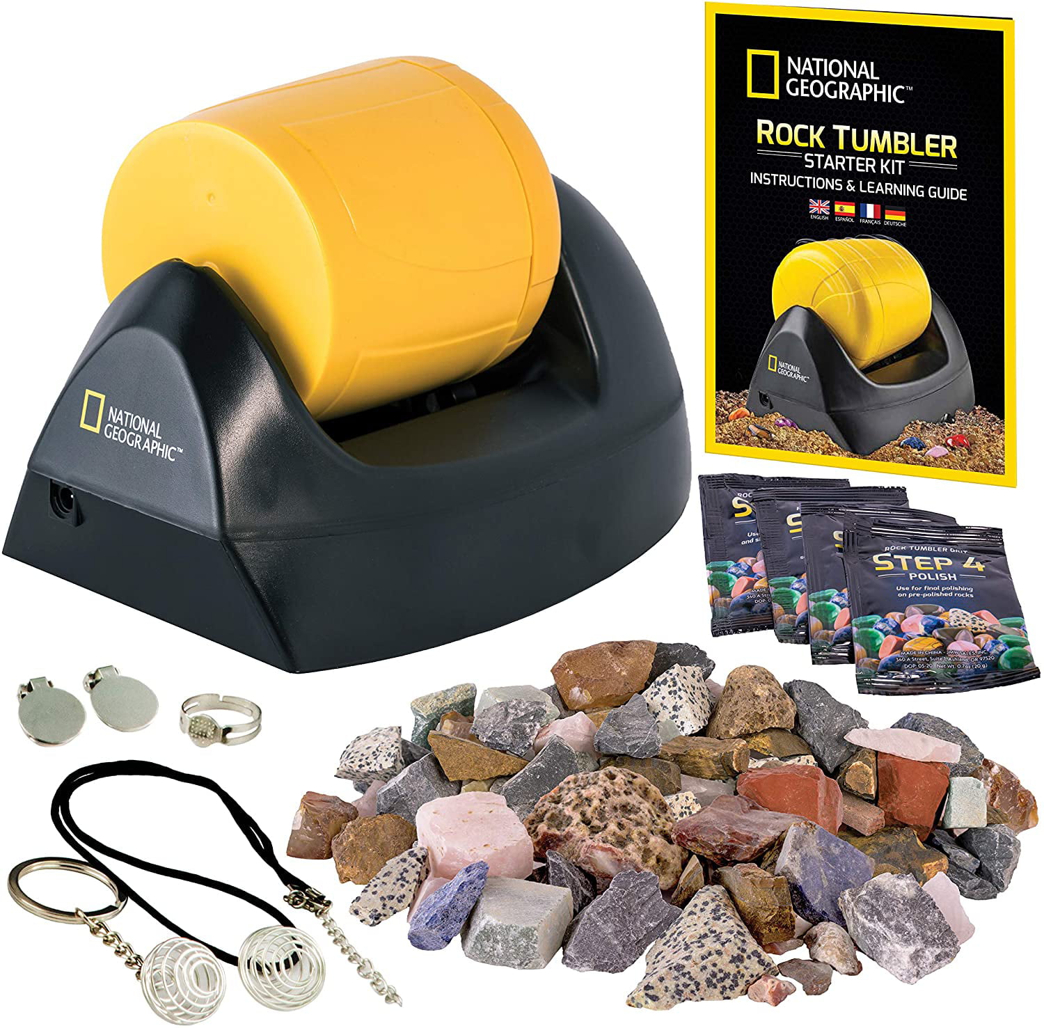 National Geographic Rock Tumbling Polishing Grit Kit for 4 lb Rock Tumblers 