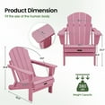 thumbnail image 3 of SERWALL Foldable Adirondack Chair Set of 4, All-Weather Outdoor Patio Chairs for Garden, Fire Pit and Backyard - Light Pink, 3 of 10