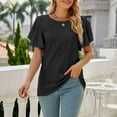 thumbnail image 7 of Timegard Womens Eyelet Tops Round Neck Ruffle Short Sleeve Solid Color Casual Tunic Tops Summer Fashion, 7 of 7