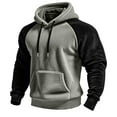 thumbnail image 2 of GuangCheng Mens Color Block Fleece Hoodies,Pullover,Drawstring Hood,Sweatshirt with Kangaroo Pocket,Gray,XL, 2 of 6