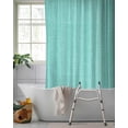 thumbnail image 2 of Split Shower Curtain for Transfer Bench, Turquoise Burlap Texture Fabric Shower Curtains for Bathroom, Farmhouse Vintage Aqua Tub Sliding Transfer Bench Waterproof Bath Curtains 72"x78", 2 of 9