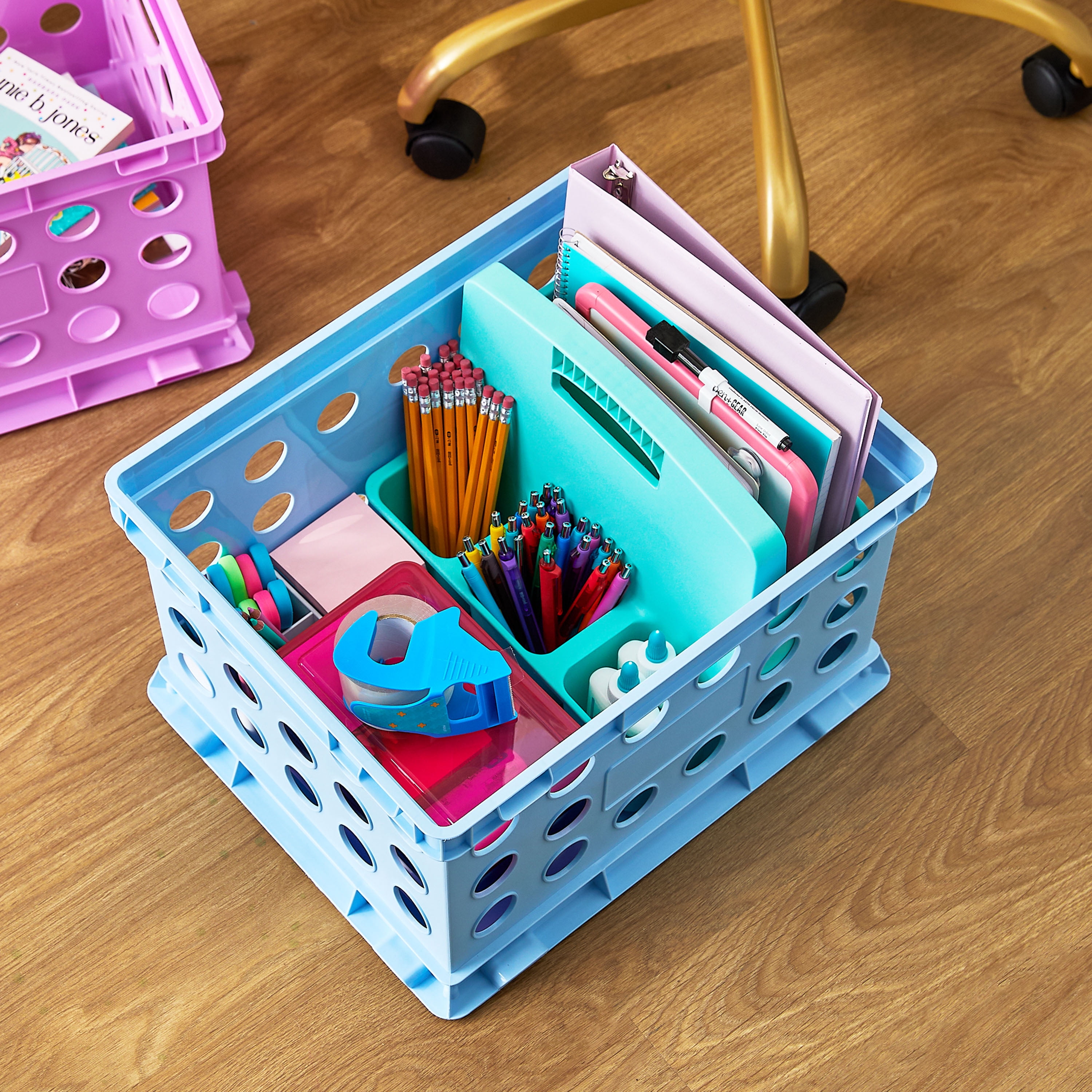 (6 pack) Pen+Gear Plastic File and Storage Crate, Sky Blue, 1-pack